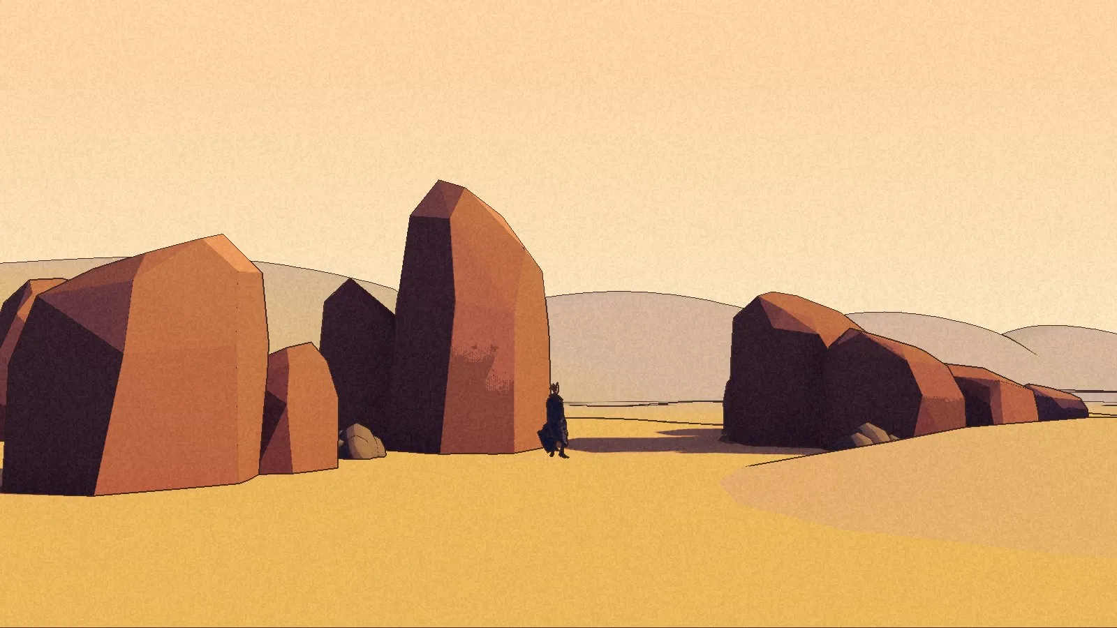 Tall terracotta rocks, Kai small beside them.